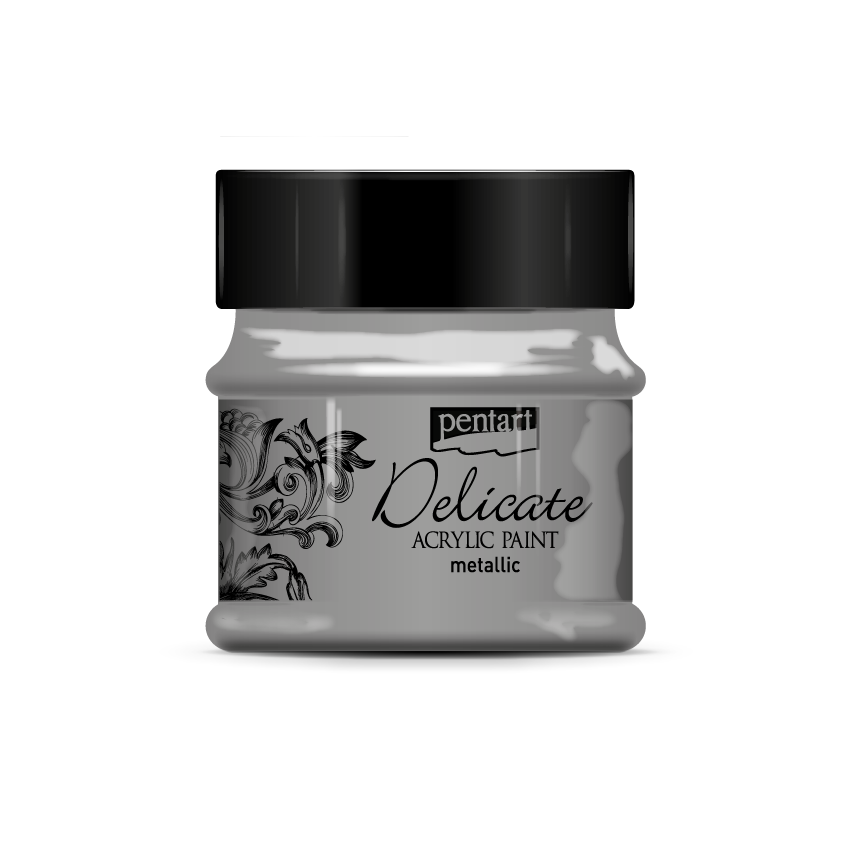 Pentart - Delicate Metallic Acrylic Paint - 50ml - Antique Silver