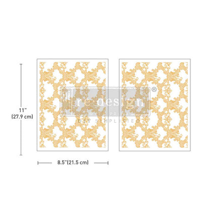 Redesign Decor Transfer - Kacha - Golden Lacework - 8.5"x11" (Middy)