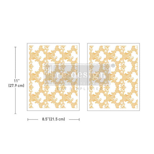 Redesign Decor Transfer - Kacha - Golden Lacework - 8.5"x11" (Middy)