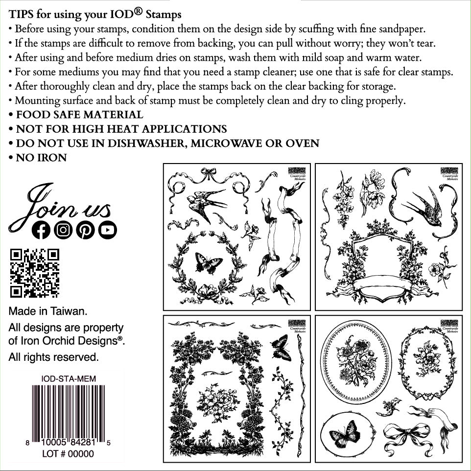 Iron Orchid Designs - Countryside Memoirs Labels Decor Stamp (6 x 6)