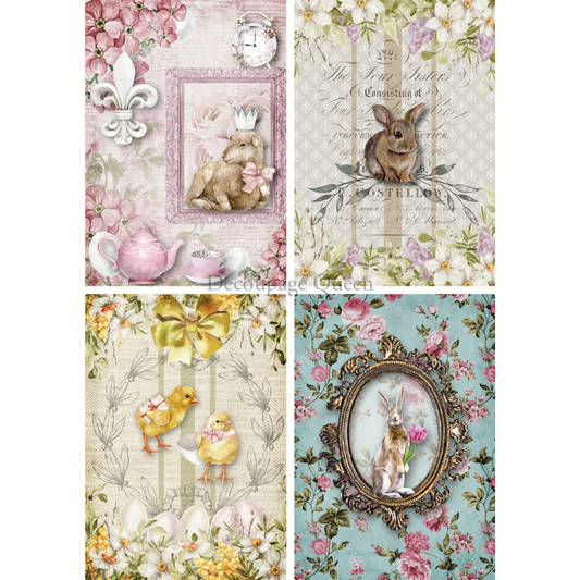 Decoupage Queen - Easter Creatures Four Pack Decoupage Paper