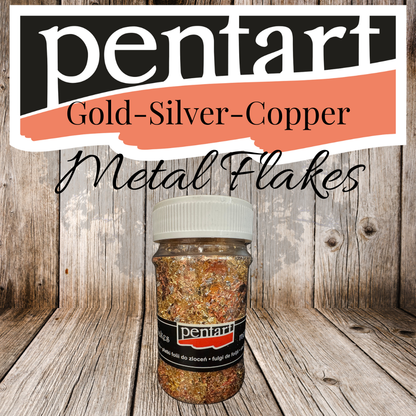 Pentart Metal Flakes - 100ml - M3 - Gold-Silver-Copper