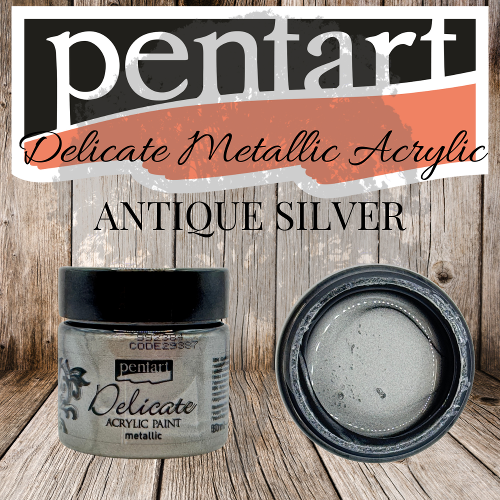 Pentart - Delicate Metallic Acrylic Paint - 50ml - Antique Silver