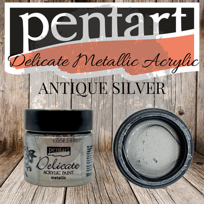 Pentart - Delicate Metallic Acrylic Paint - 50ml - Antique Silver