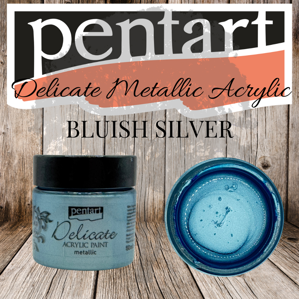 Pentart - Delicate Metallic Acrylic Paint - 50ml - Bluish Silver