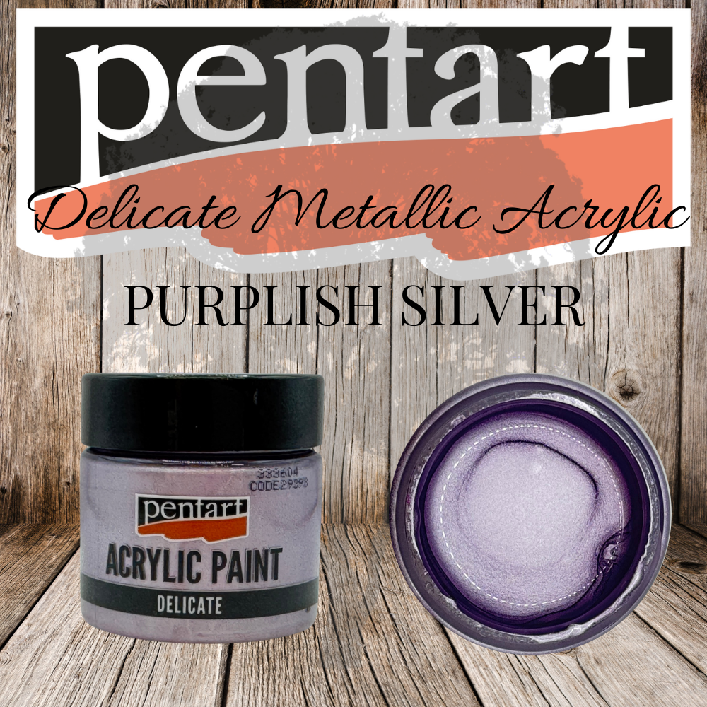 Pentart - Delicate Metallic Acrylic Paint - 50ml - Purplish Silver