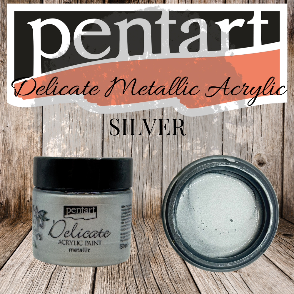 Pentart - Delicate Metallic Acrylic Paint - 50ml - Silver