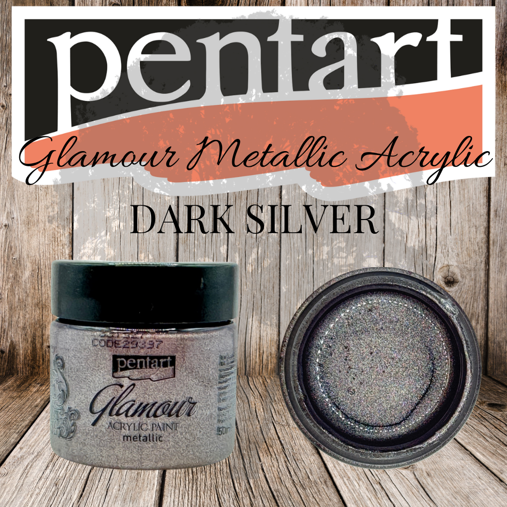 Pentart - Glamour Metallic Acrylic Paint - 50ml - Dark Silver