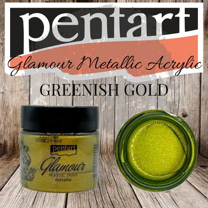 Pentart - Glamour Metallic Acrylic Paint - 50ml - Greenish Gold