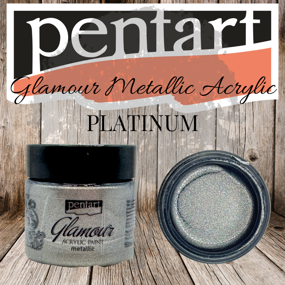 Pentart - Glamour Metallic Acrylic Paint - 50ml - Platinum