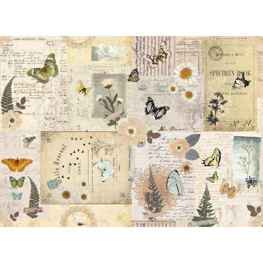 Roycycled Treasures - Pressed Flower Masterboard Decoupage Paper - 20x30in