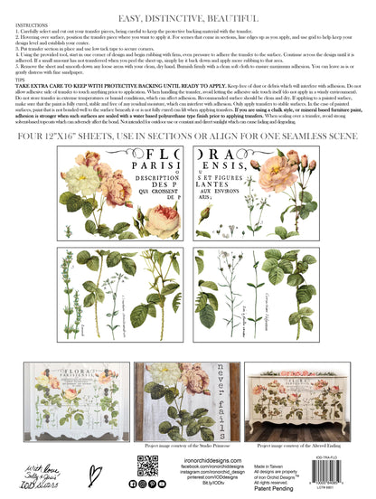 Iron Orchid Designs - Flora Parisiensis Decor Transfer Pad - Rustic River Home