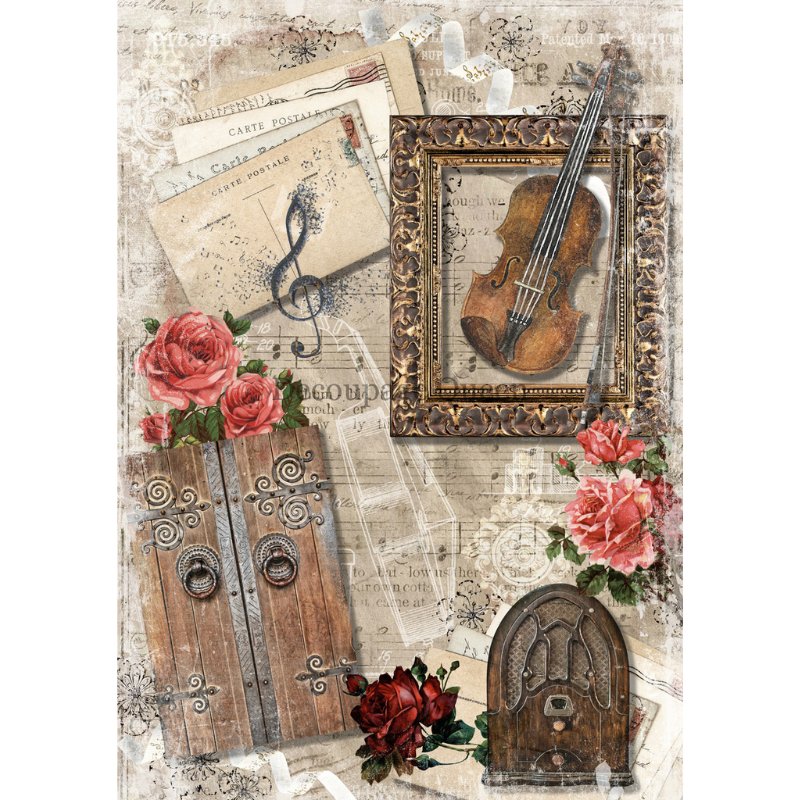 Decoupage Queen - Autumn Violin Decoupage Paper - Rustic River Home