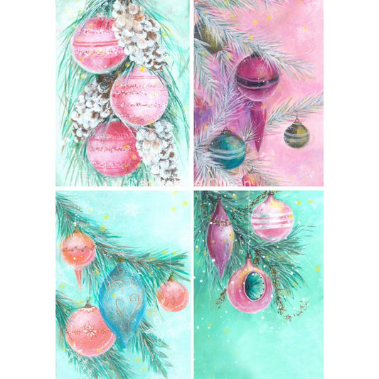 Decoupage Queen - Ellen J Goods - Retro Christmas 4 Pack Decoupage Paper - Rustic River Home