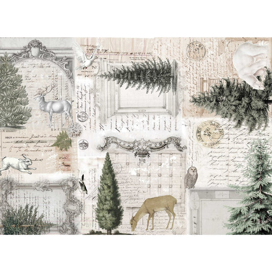 Roycycled Treasures - Neutral Christmas Masterboard Decoupage Paper - 20x30in - Rustic River Home